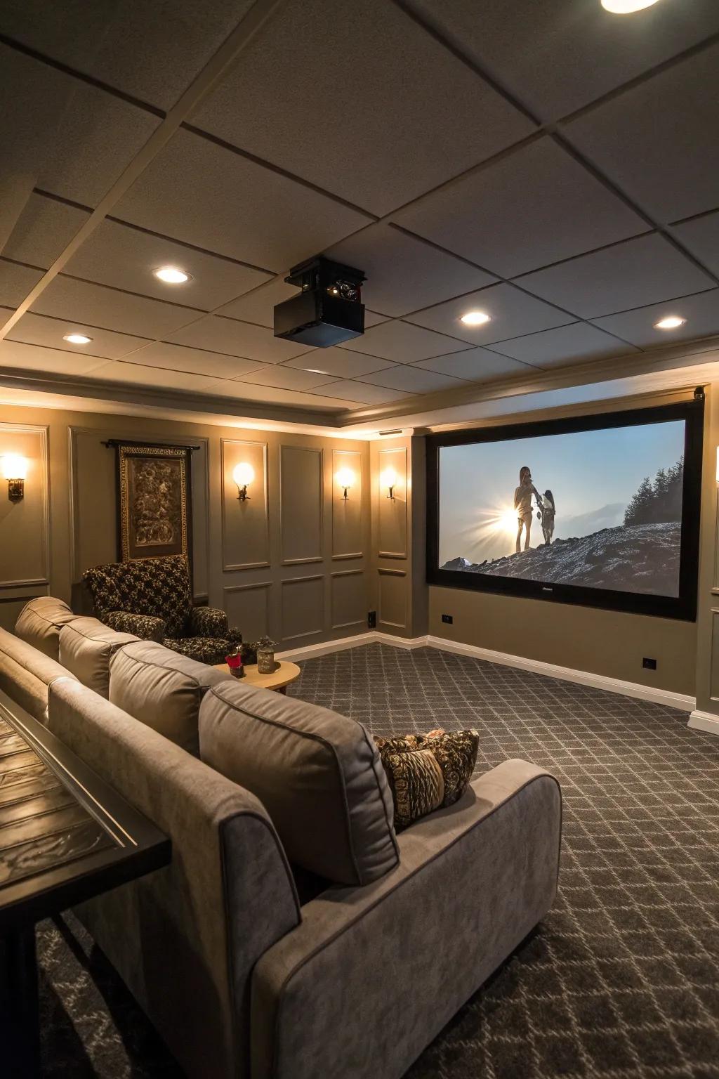 Relish the cinema atmosphere from the convenience of your basement.
