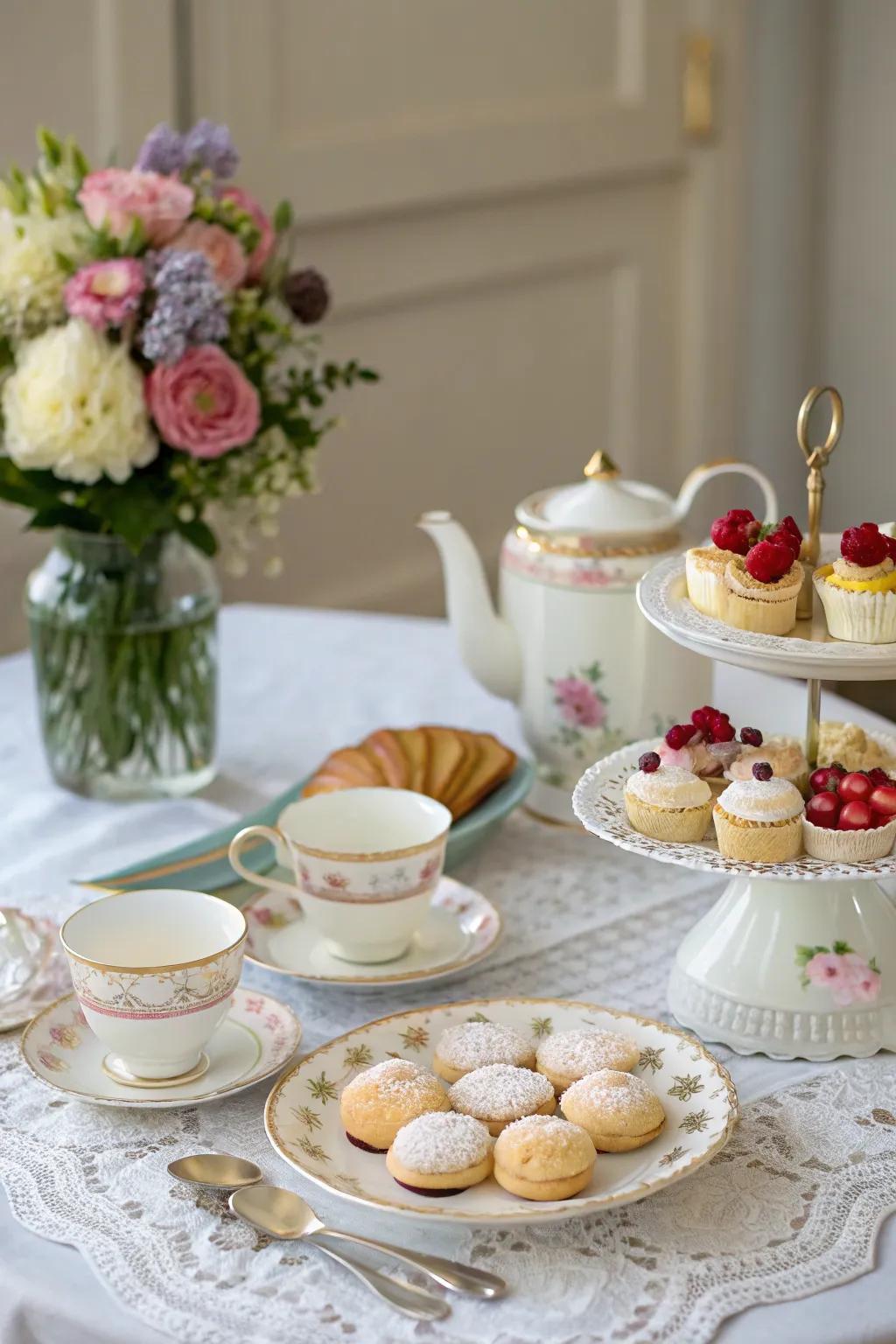 A captivating tea arrangement for an intimate celebration.