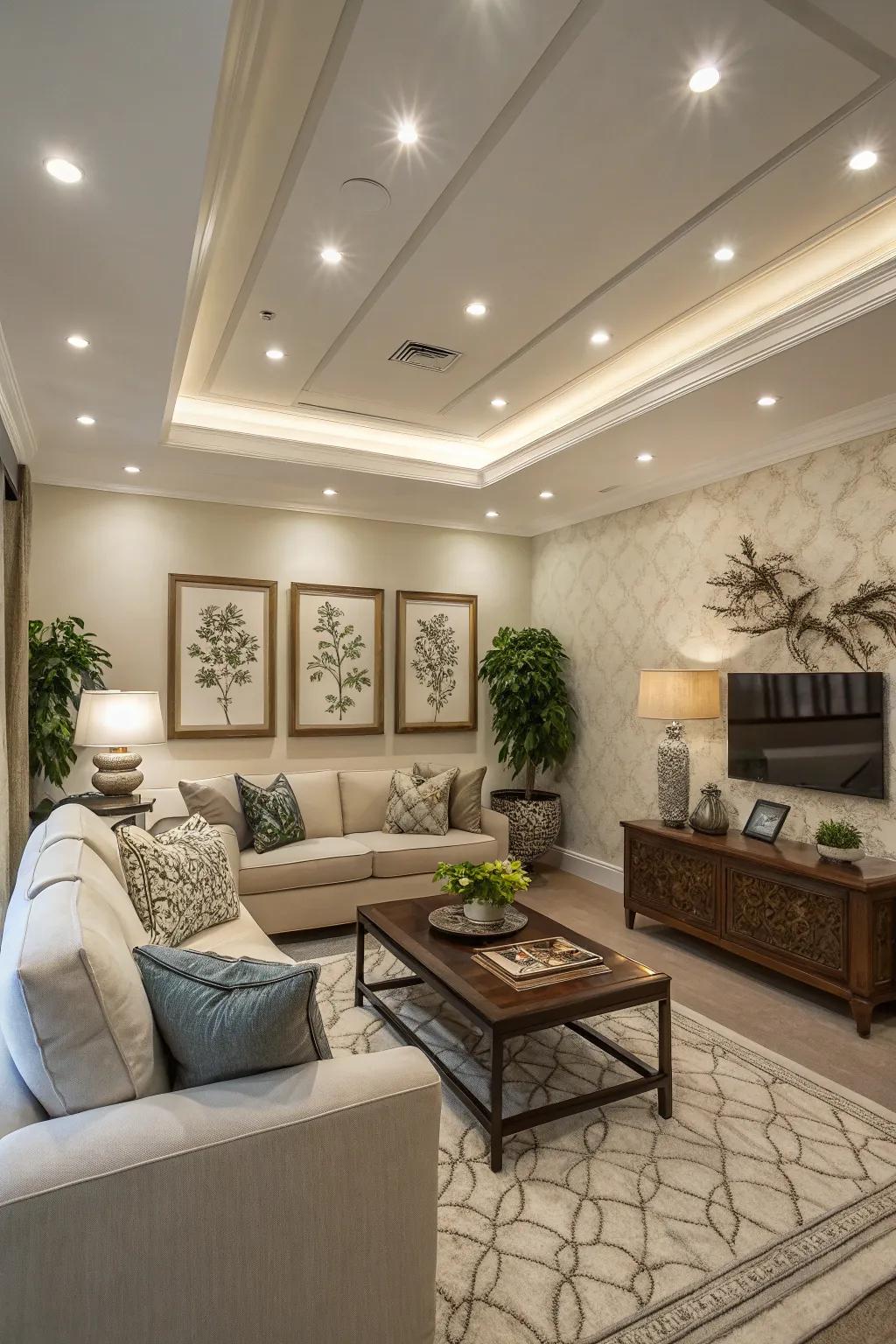 Sunken lighting for a smooth style.