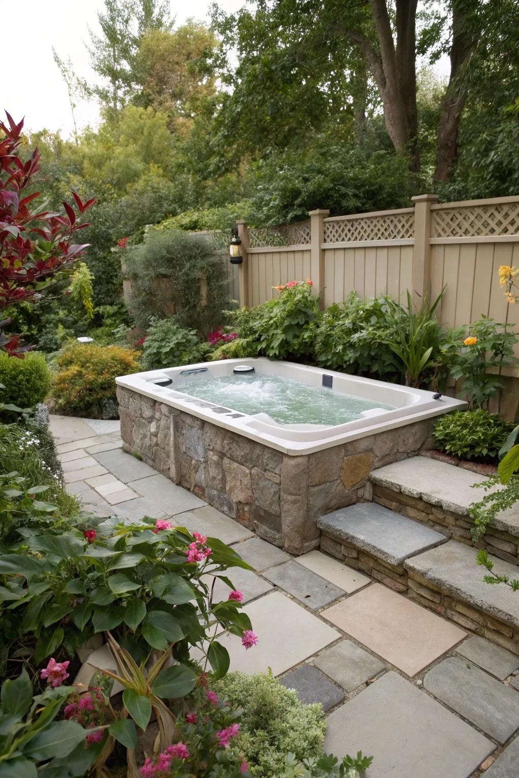 Natural decor transforms your swim spa into a tranquil sanctuary.