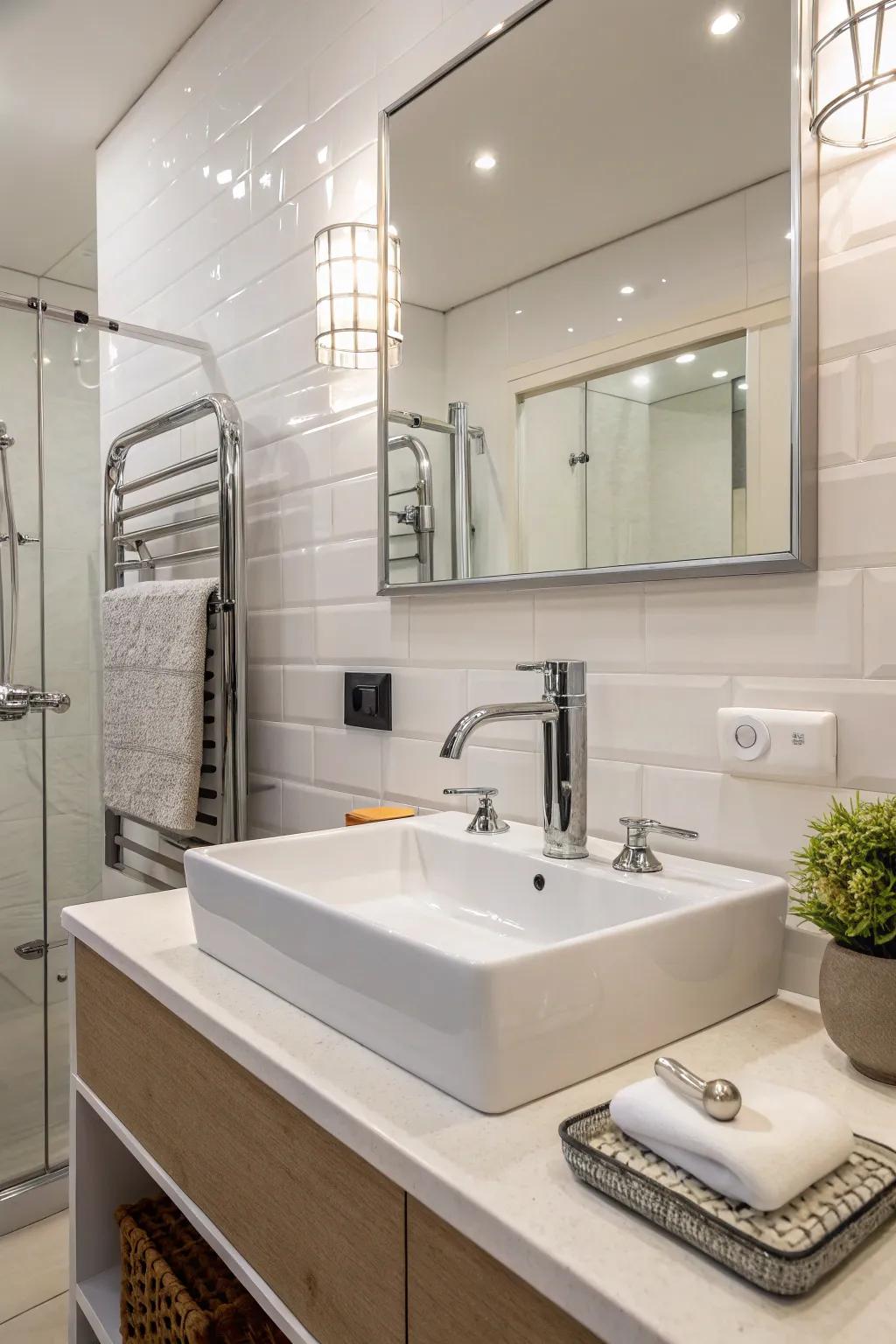 Sleek hardware can provide your bathroom with a contemporary twist.