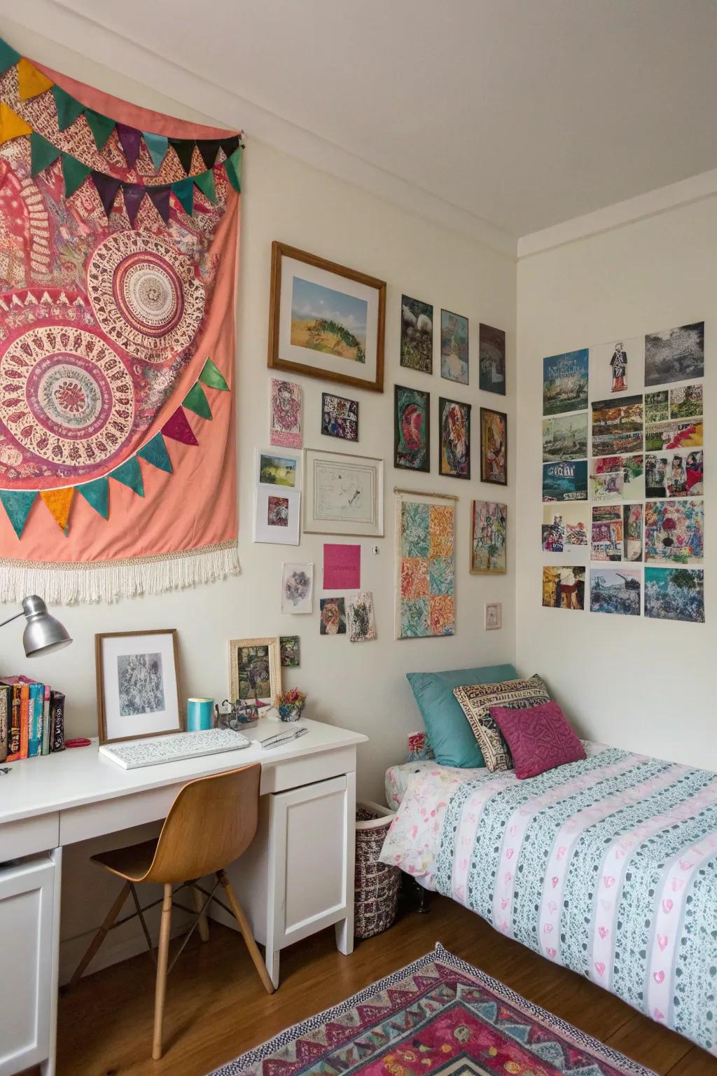 A customized wall gallery imbuing personality into the space.