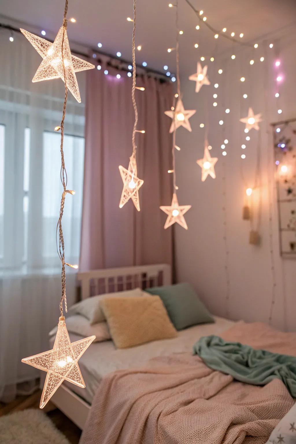 Create a night sky feel with starry lights