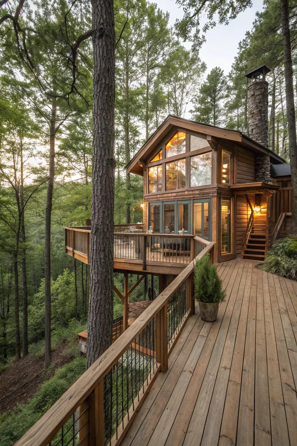 Reconnecting with nature in a stunning treehouse home.