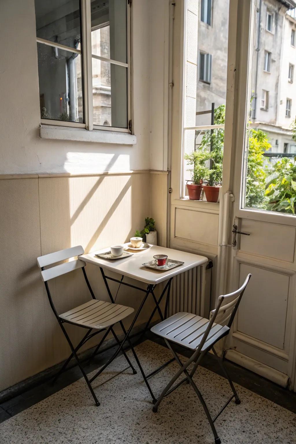 Foldable furniture is a great option for small spaces.