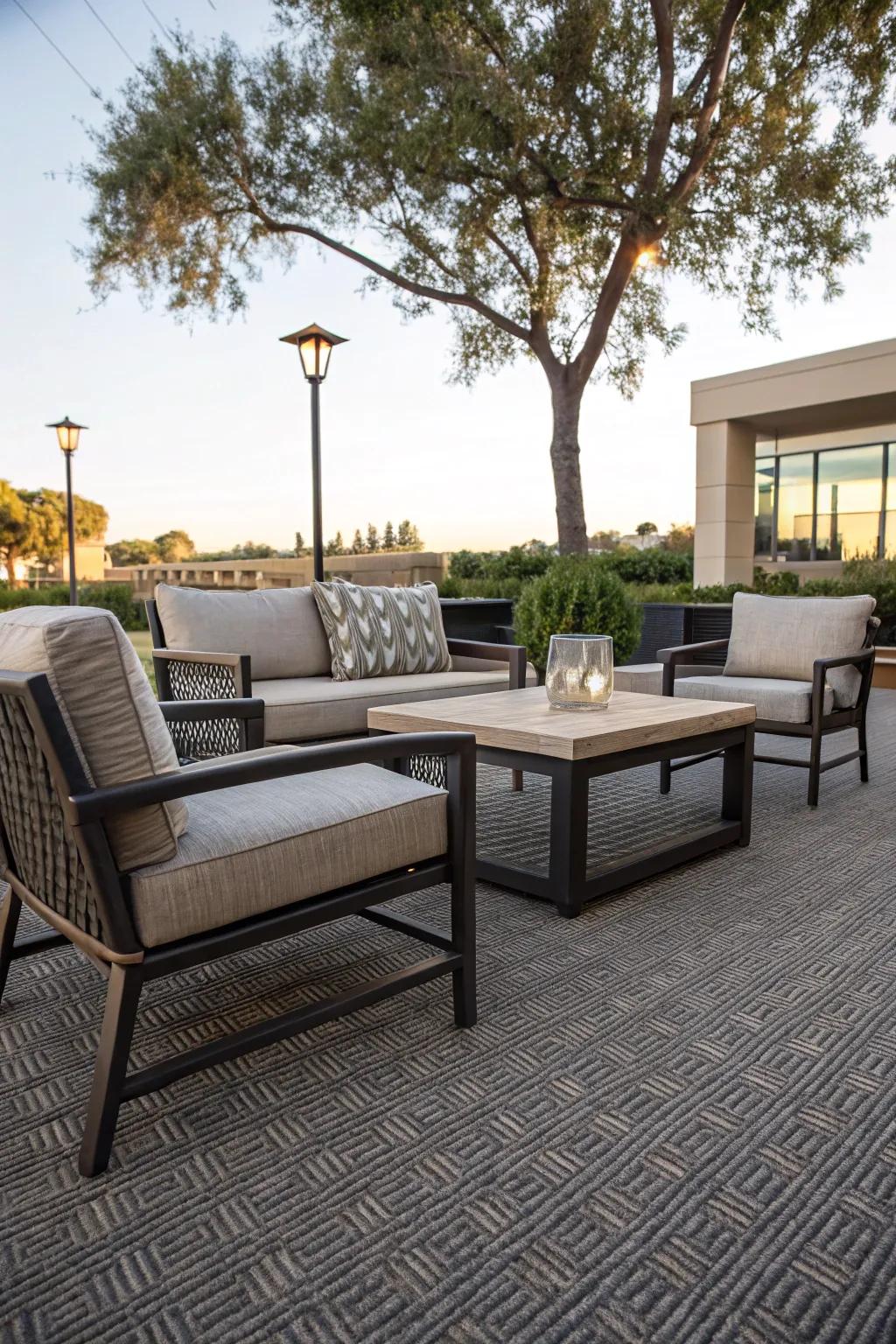 Outdoor rugs add comfort and style to your patio.
