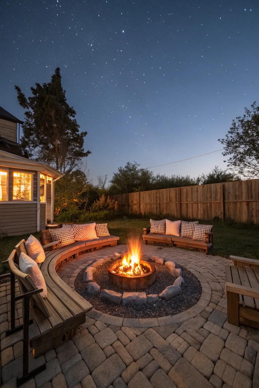 A central hearth is an excellent gathering spot for cozy evenings.