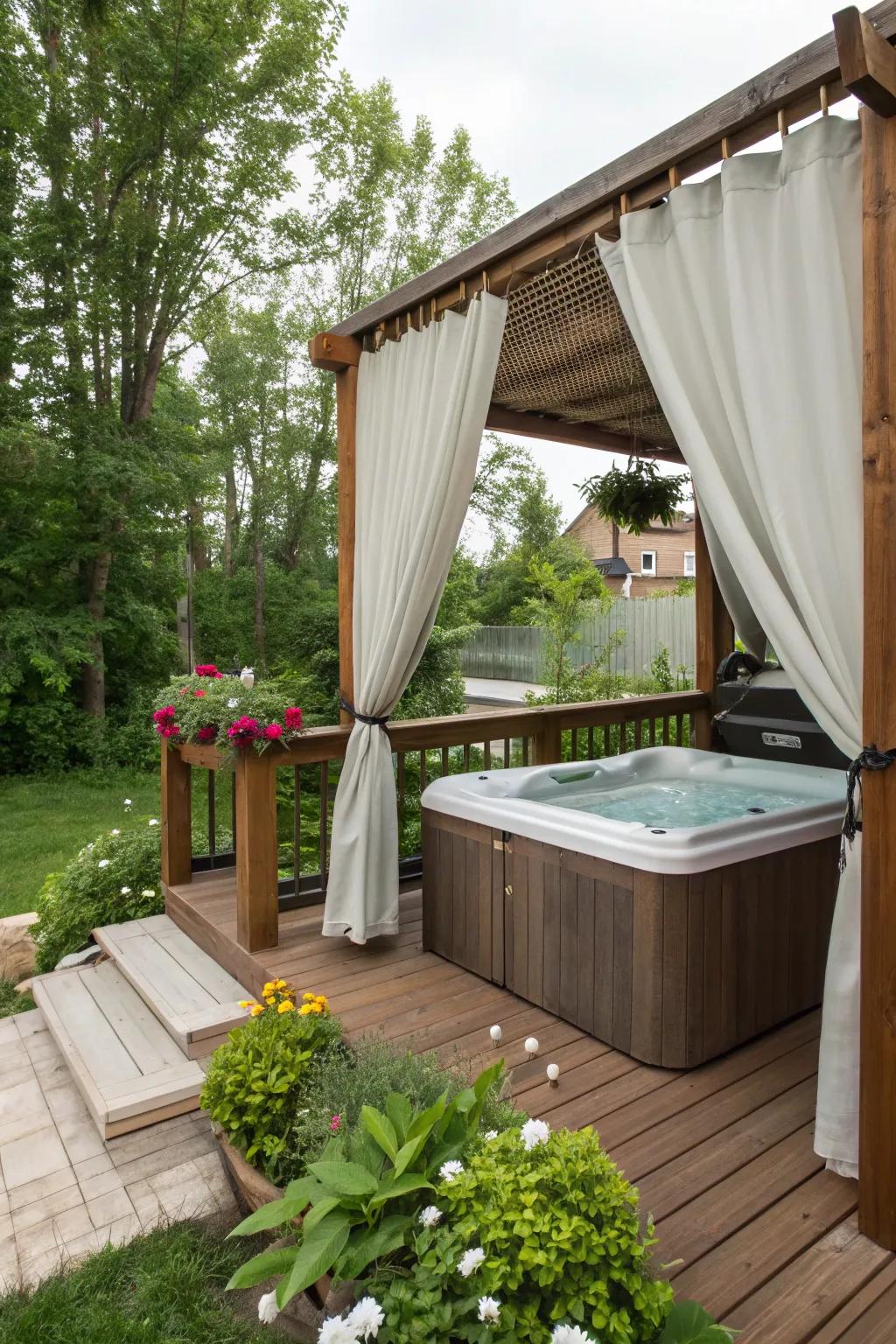 Outdoor drapes introduce an elegant touch while ensuring your privacy.