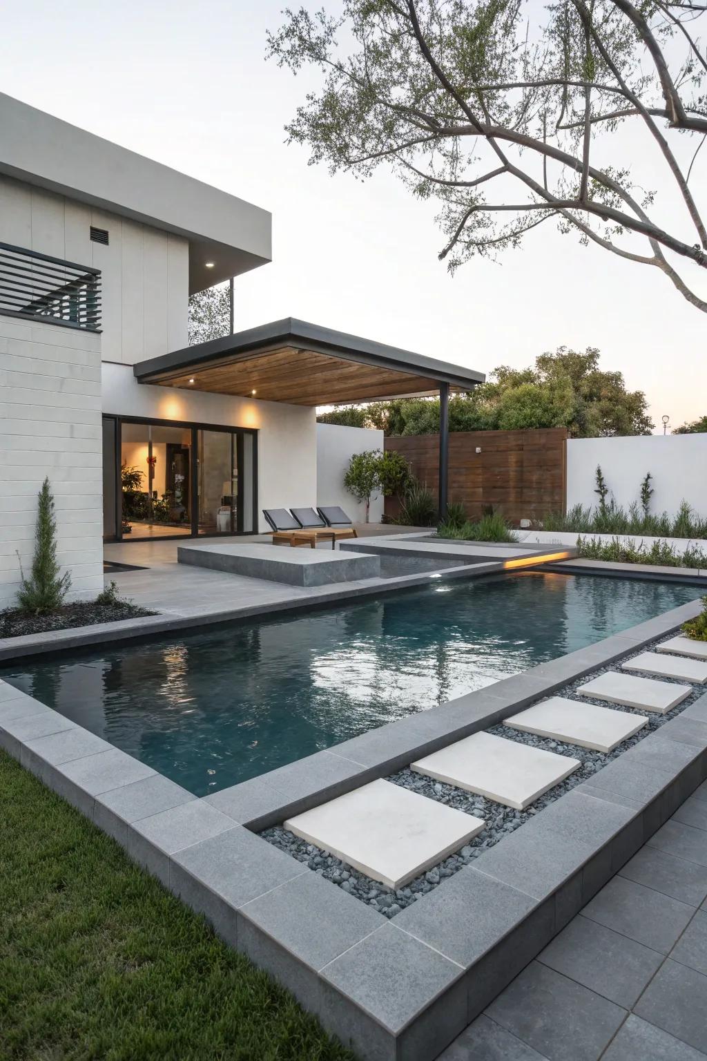 A refined and contemporary pool design showcasing geometric beauty.