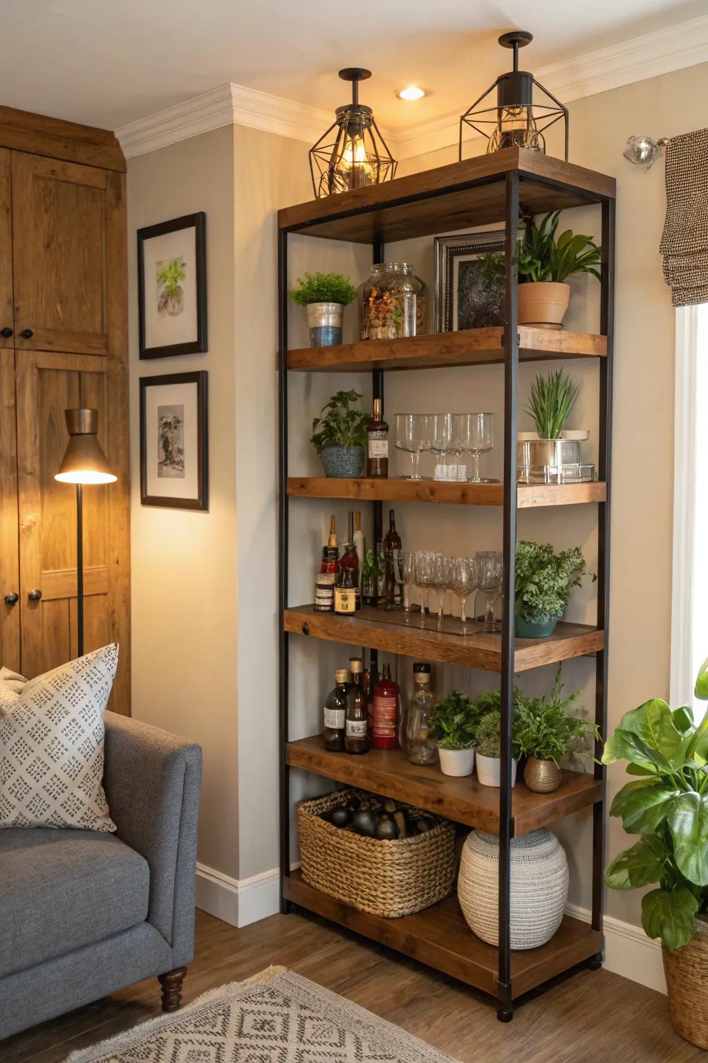 Change corners into elegant bar showcases.