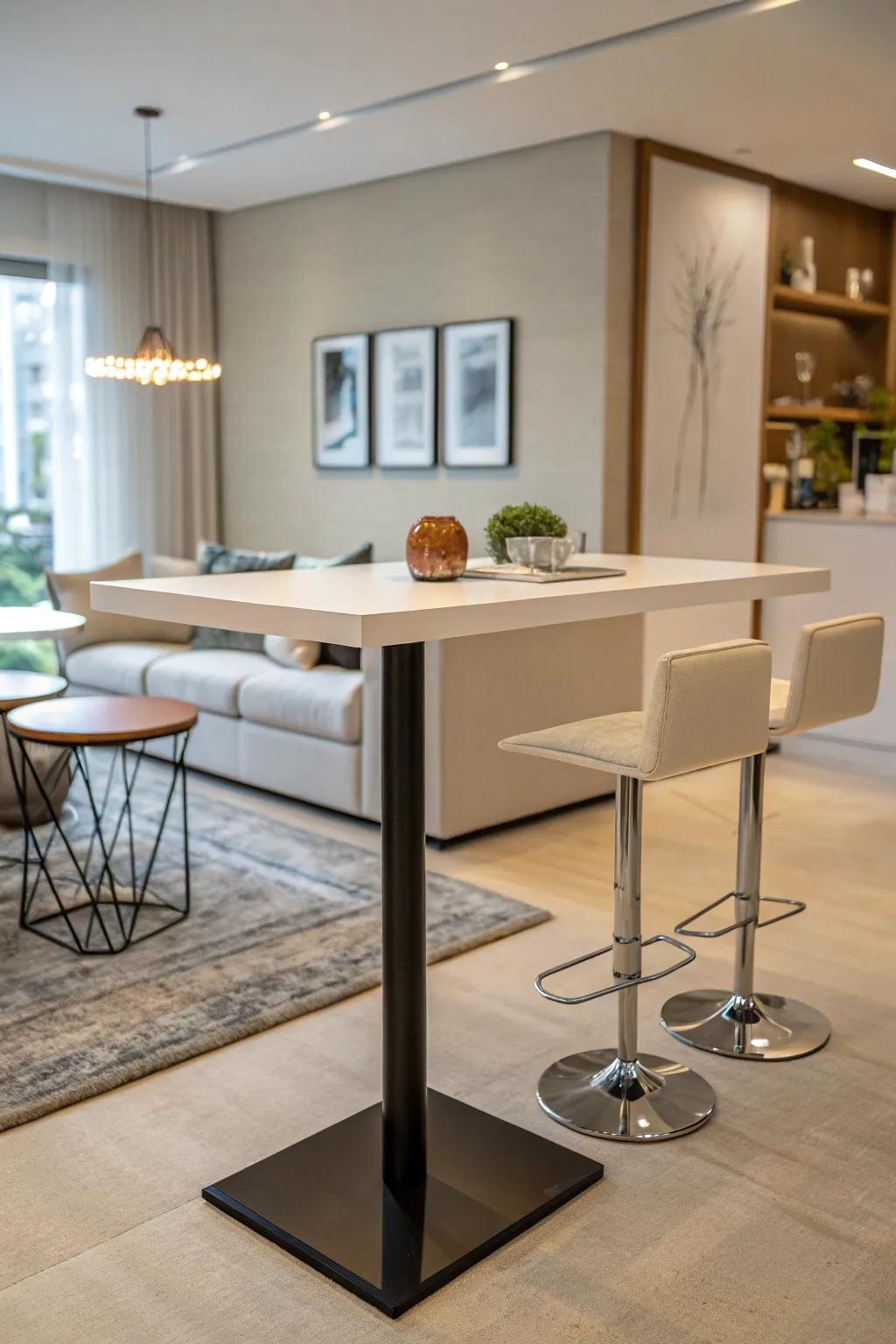 Minimalist bar table offering a contemporary aesthetic.