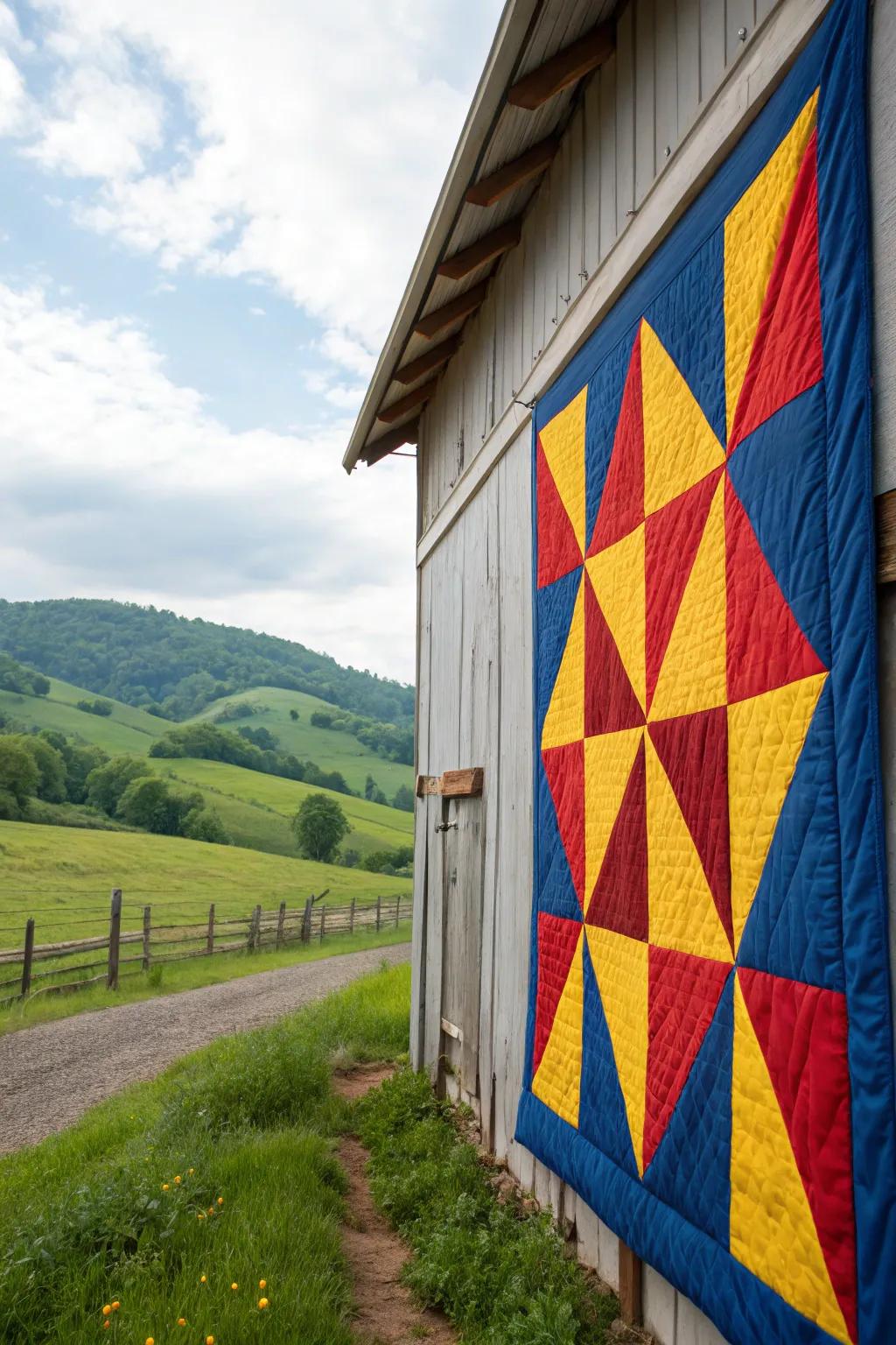 Vibrant color section barn quilt.