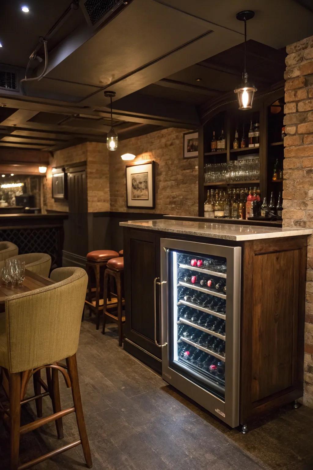 Keep your wine ideally chilled with an integrated cooler in your bar.
