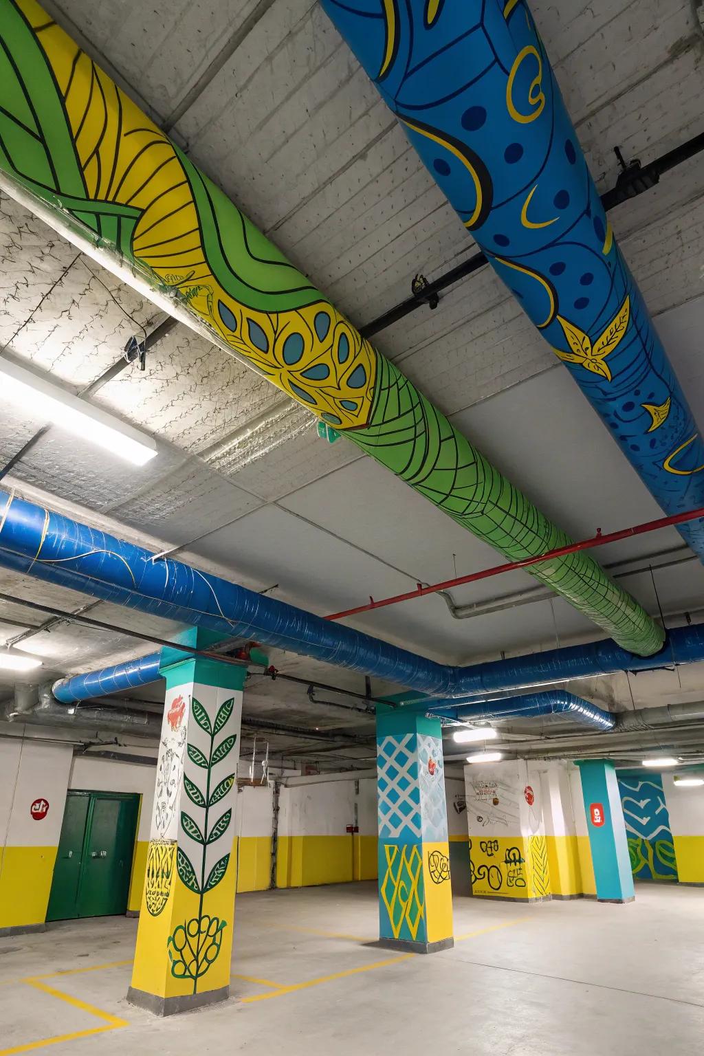 Turn ductwork into a standout design feature with clever painting.