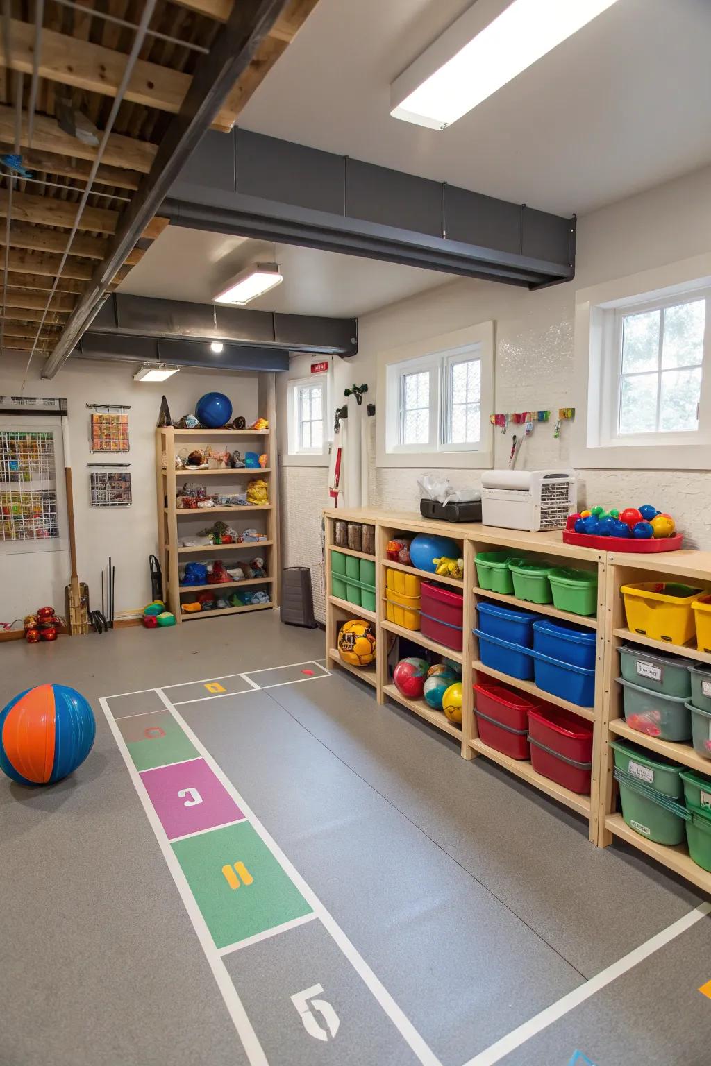 Zoning the basement improves usefulness and organization.