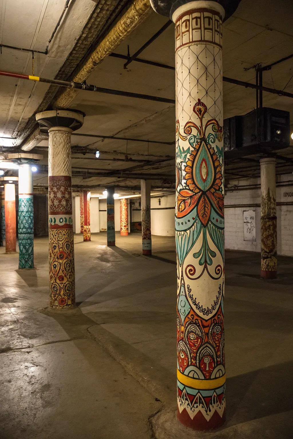 Creative paint designs turn poles into works of art.