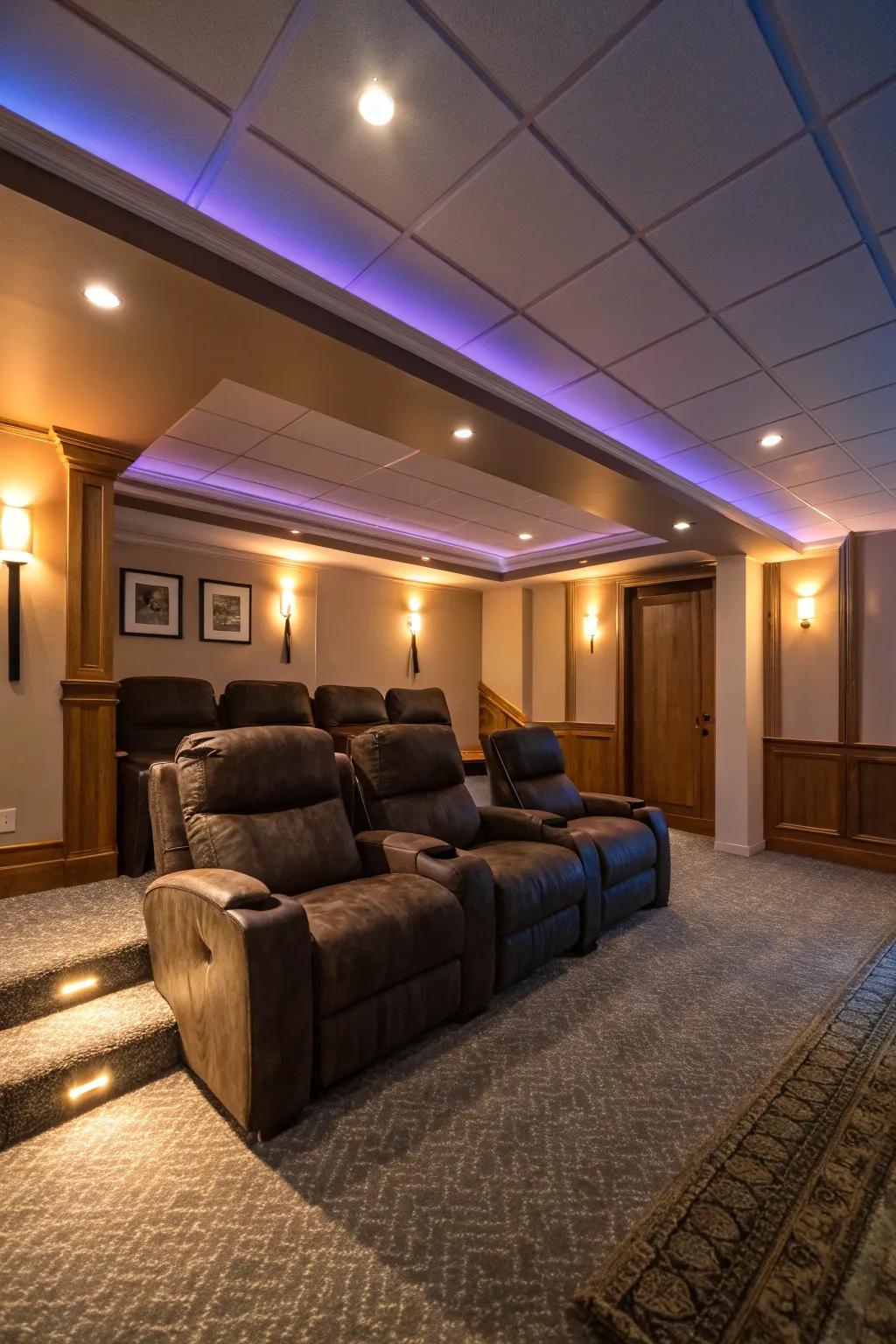 The ambiance and visual appeal of your home theater are enhanced by ambient lighting.