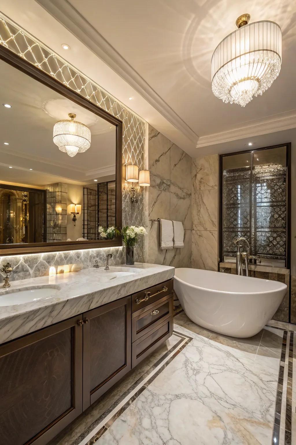 Crystalline countertops introduce a hint of grandeur and elegance.