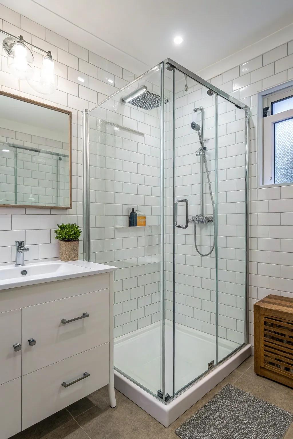 Unobstructed glass showers provide a minimalistic visual that broadens your bathroom space.
