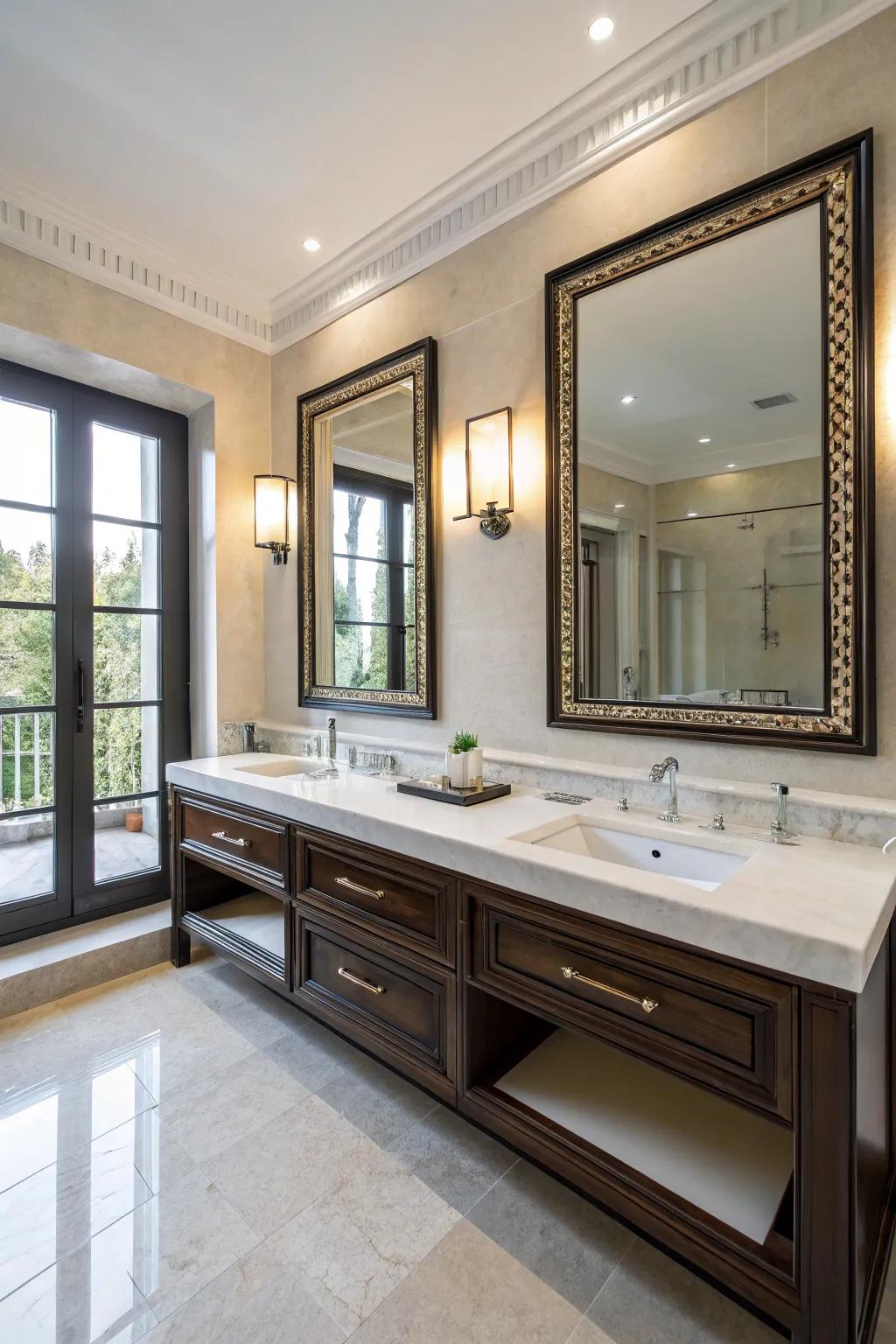 A double sink enhances practicality and adds elegance.