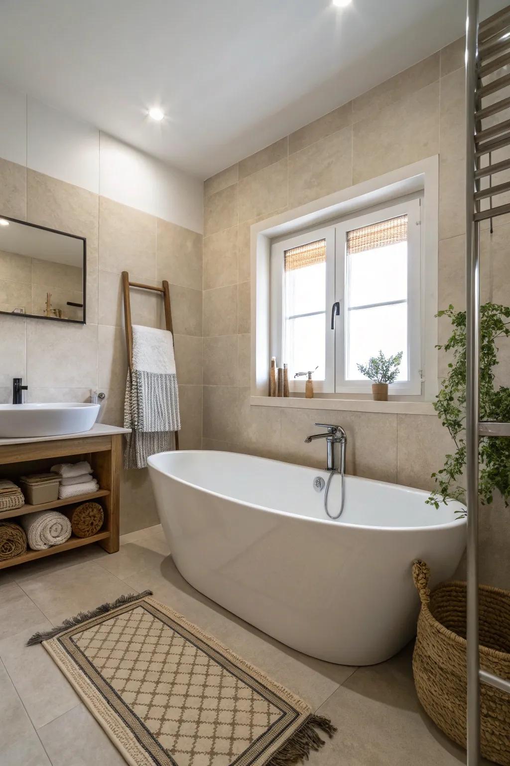 Find peace with a minimalist bathtub design.