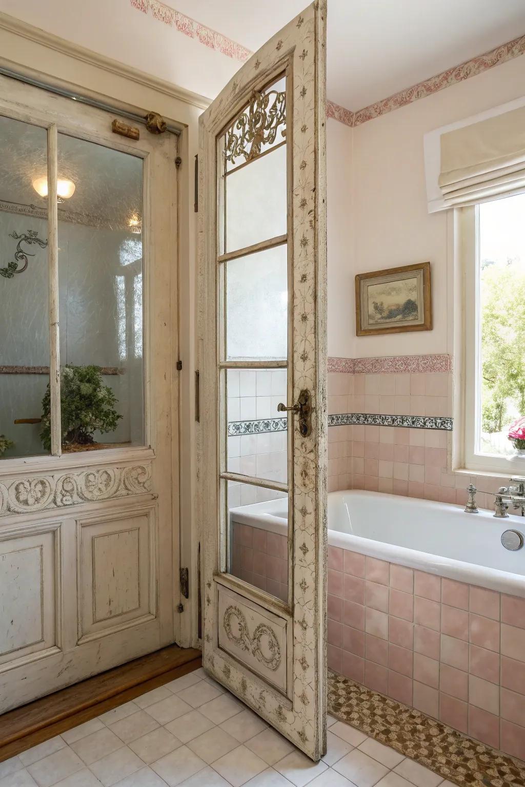 Framed glass doors add a timeless charm to any bathroom.