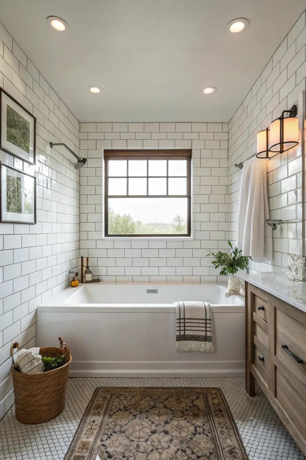 Traditional appeal with simple brick-look tiling