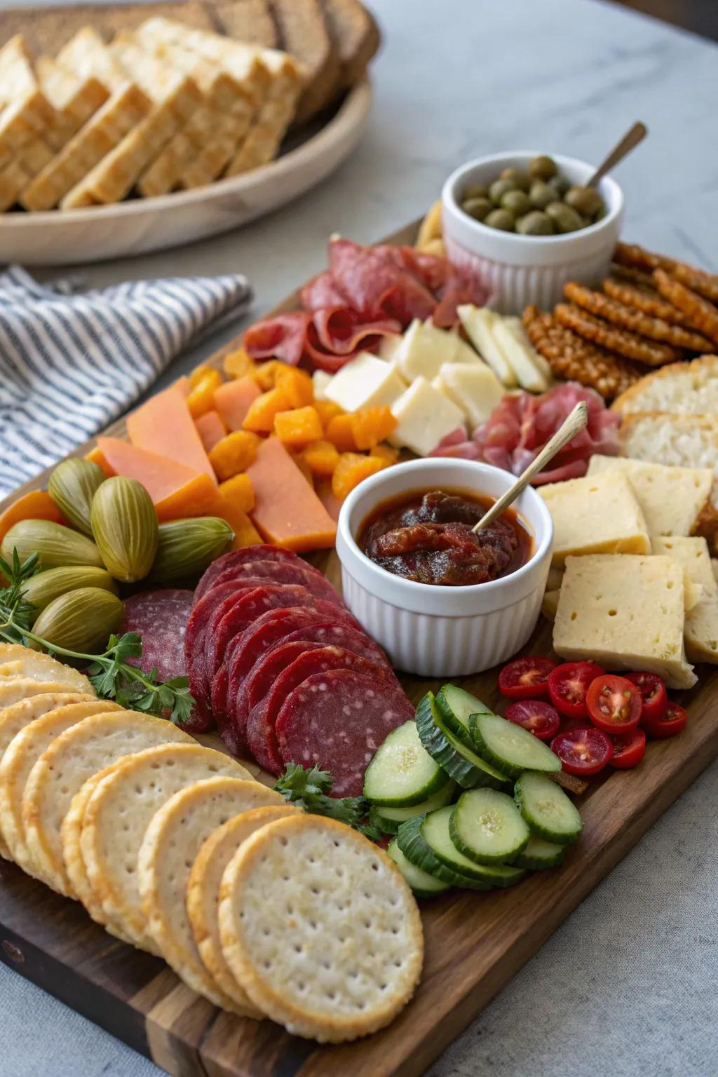 A delightful assortment of breads and wafers to suit every preference