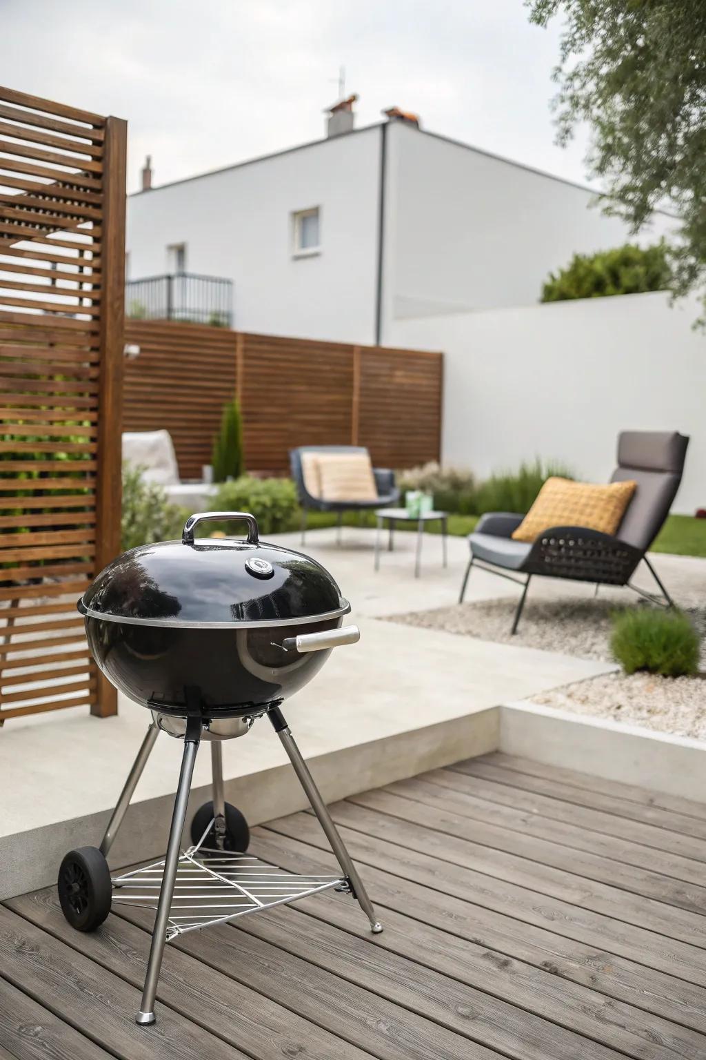 Modern metal cooker for a stylish outdoor space.