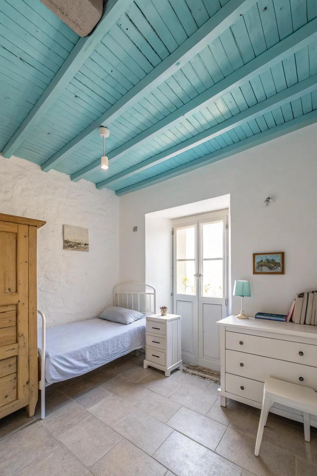 Express personality through a colored ceiling.