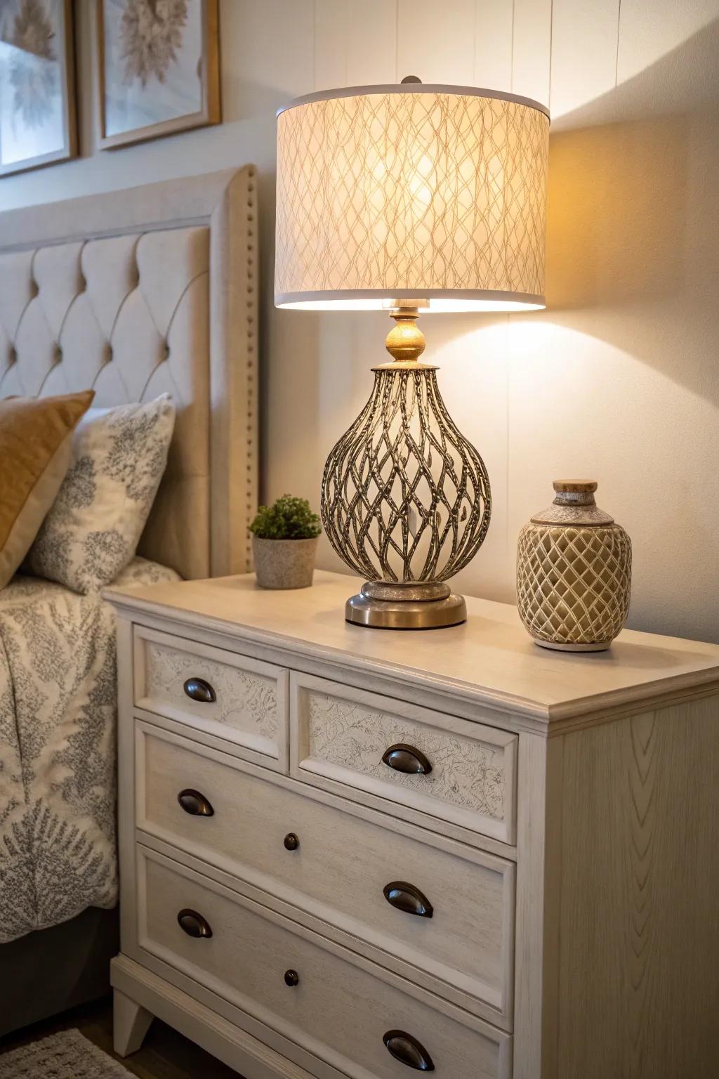 Lamps contribute both light and style to your dresser.