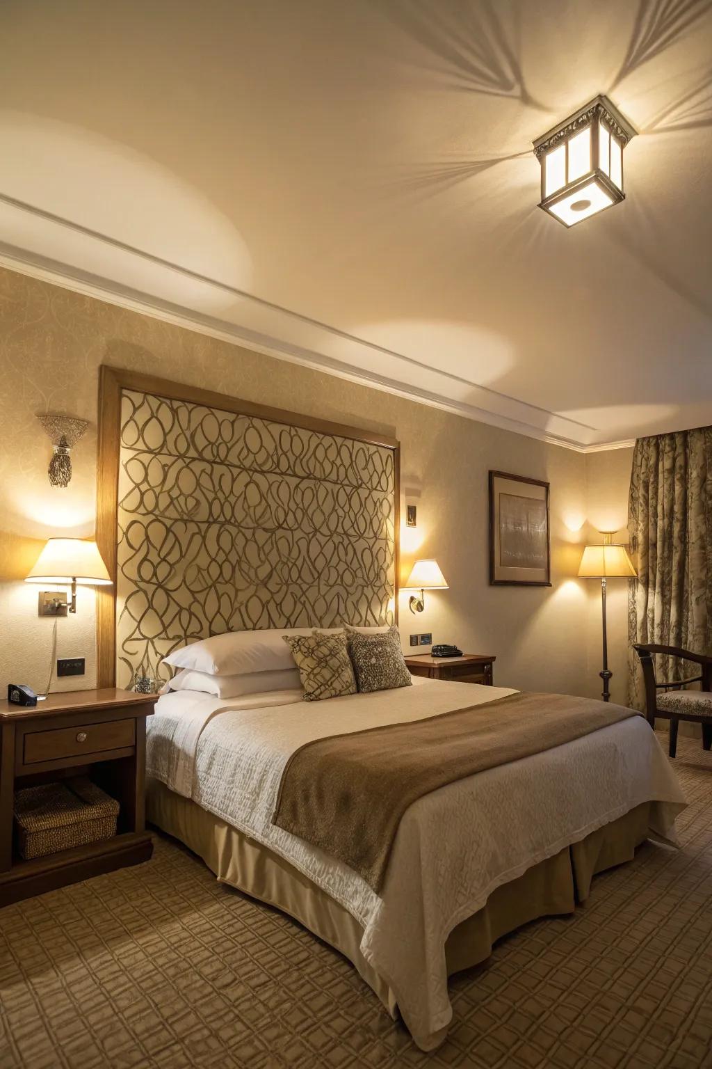 Atmospheric lighting establishes the ideal romantic ambiance.