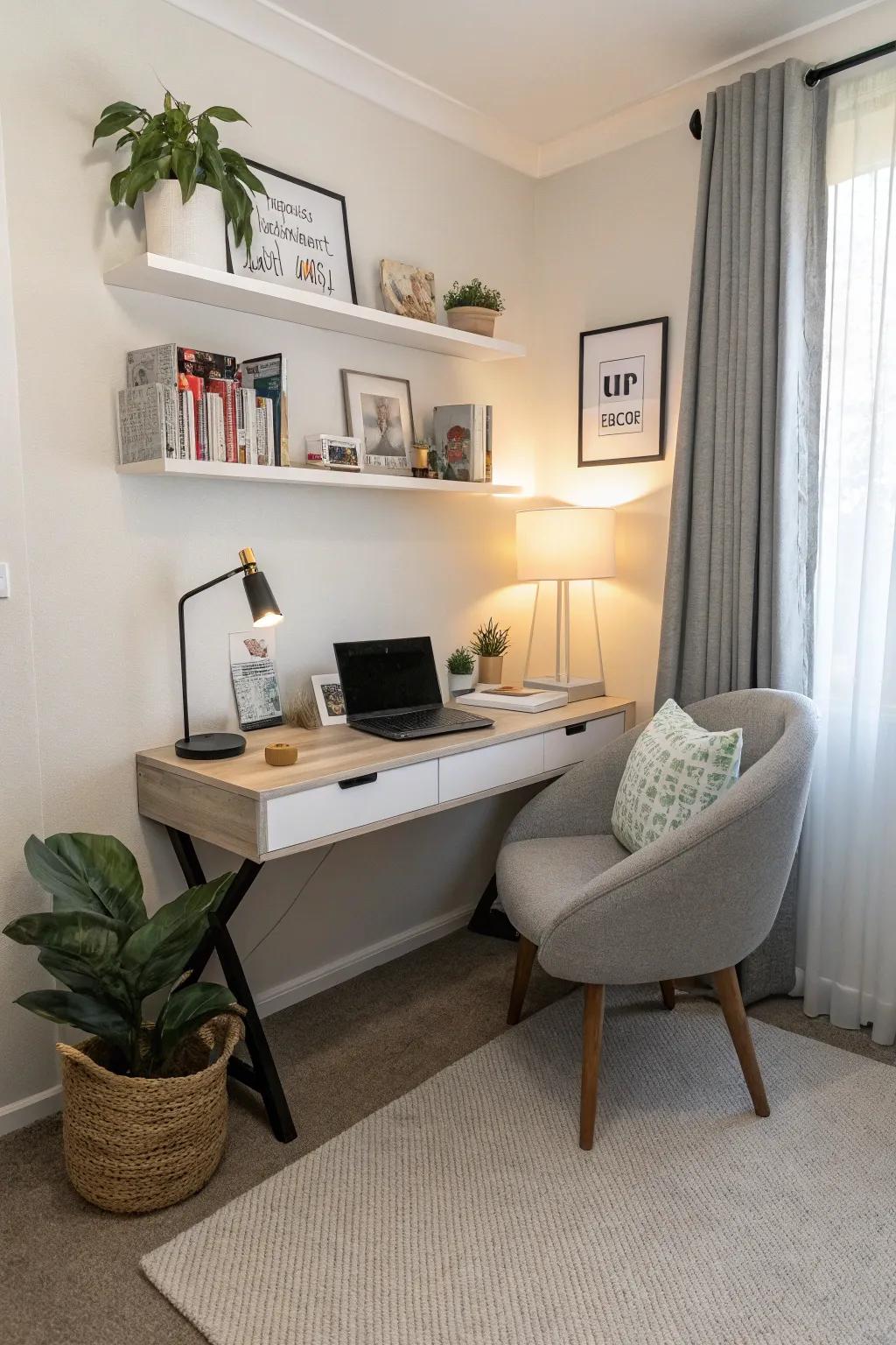 Make the most of your space with a floating desk.