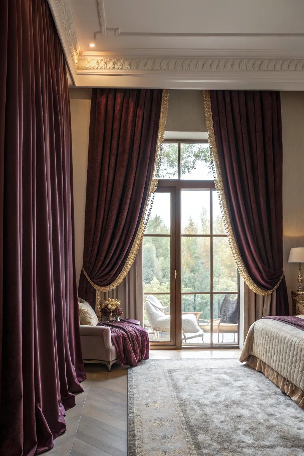 Full-length drapes bring a sense of drama and sophistication to any bedroom.