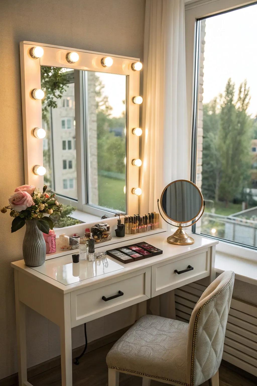 A vanity ideally situated to optimize daylight.
