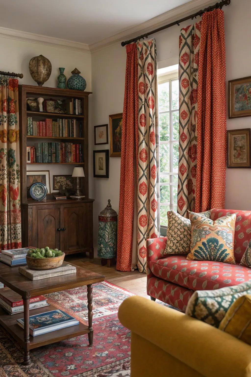 Patterned window coverings bring energy and individuality to your living space.