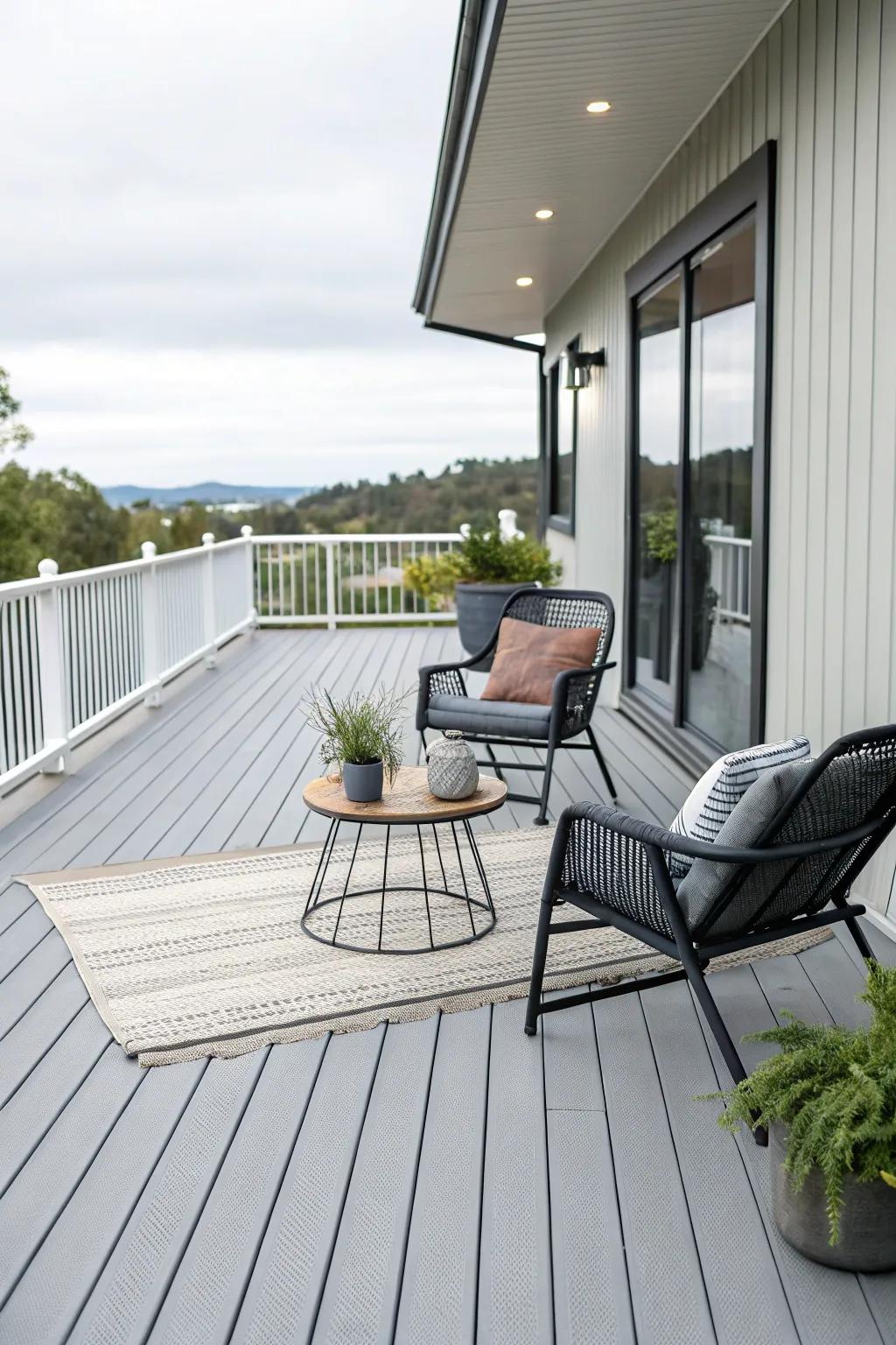 Pale gray decks bring a chic and modern vibe to your outdoor space.