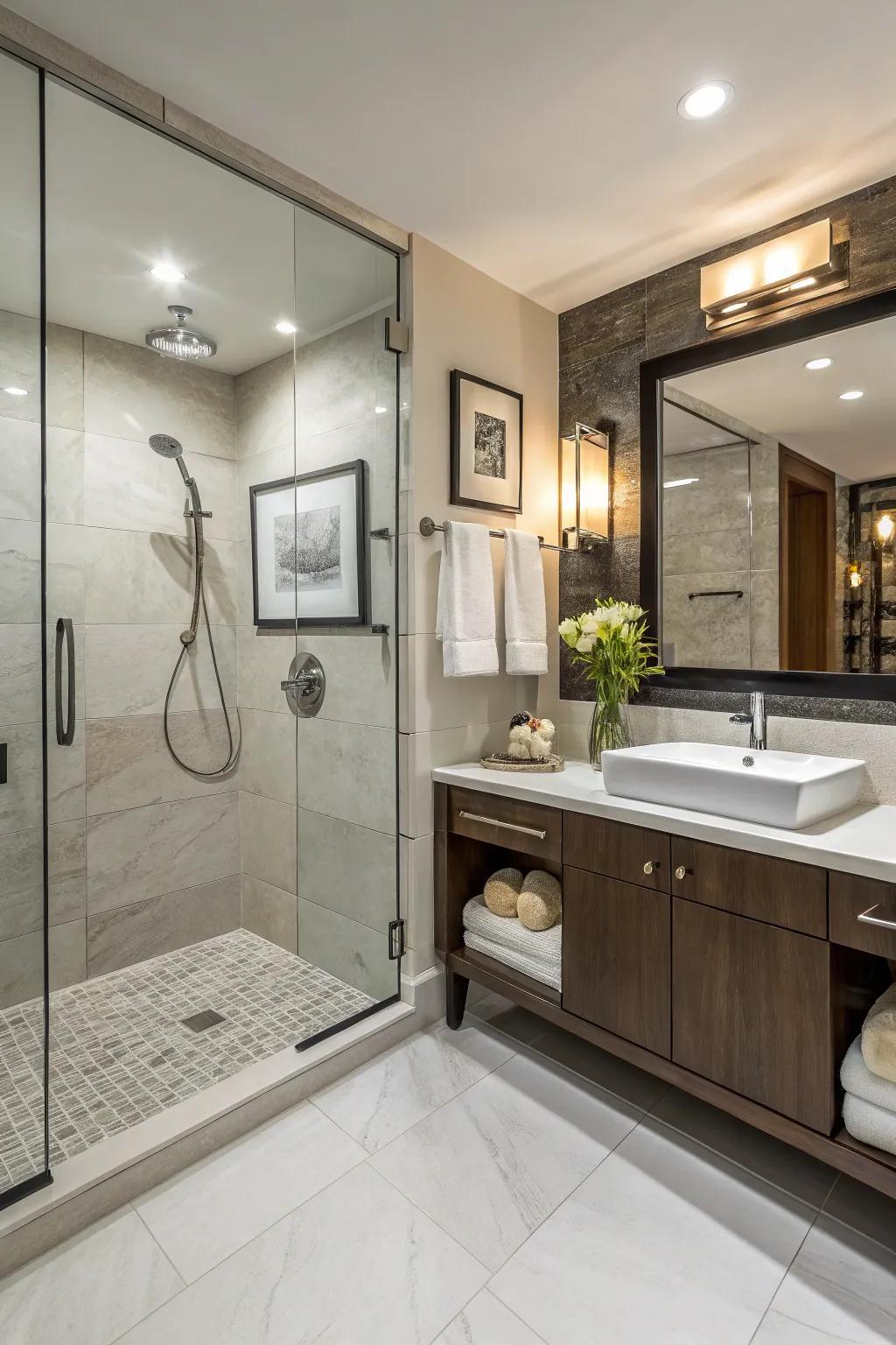 Ceramic tiles introduce a touch of luxury to any bathroom.