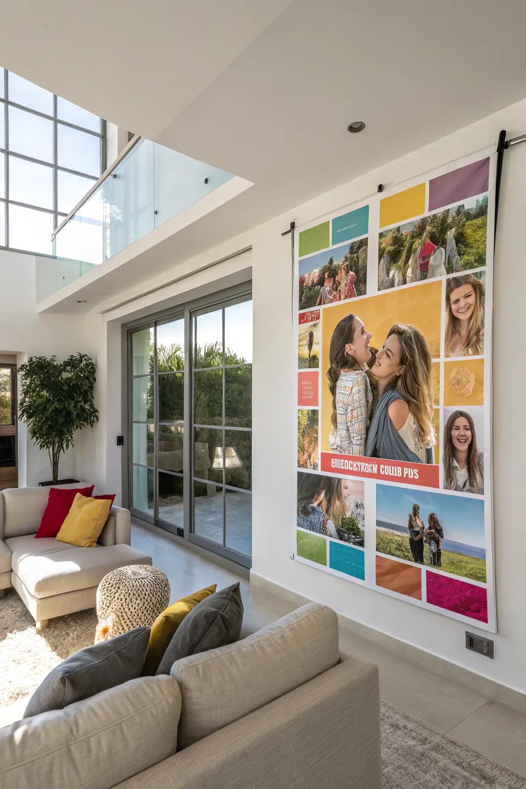 A vibrant photo arrangement displaying treasured memories between friends.