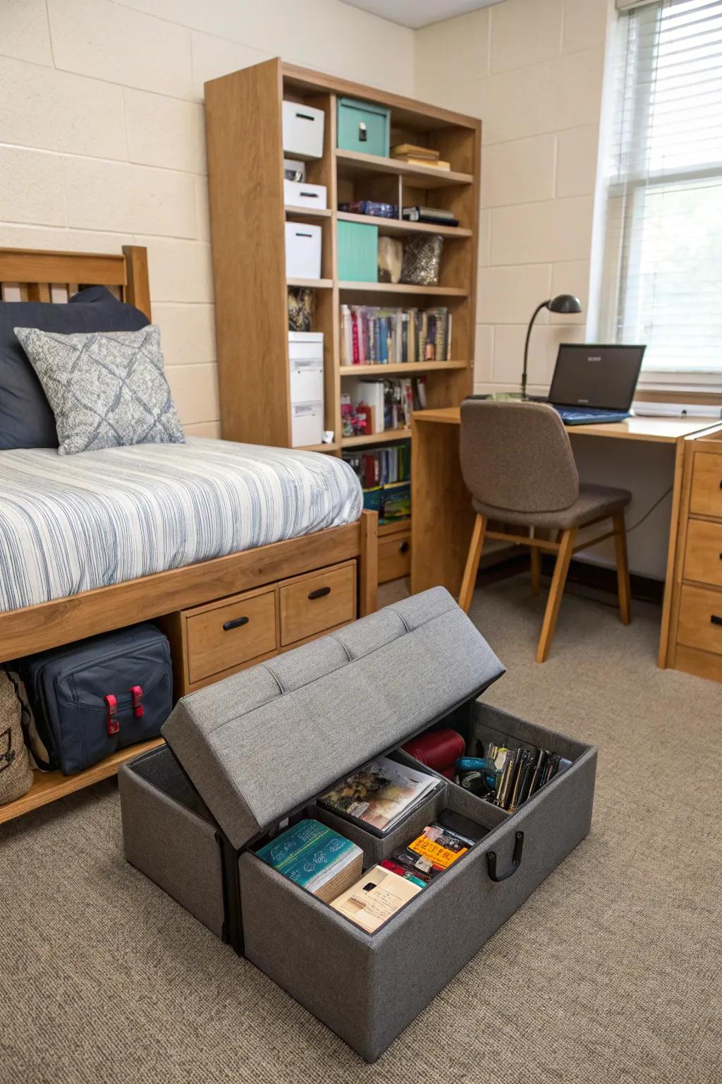 Stylish storage with multi-functional furniture.