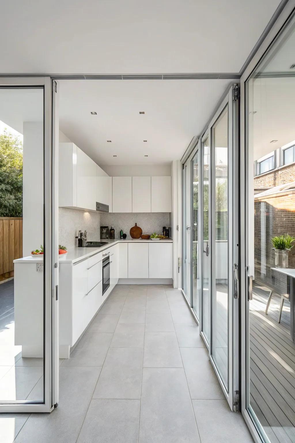 Realize minimalist elegance with aluminum-framed folding doors.