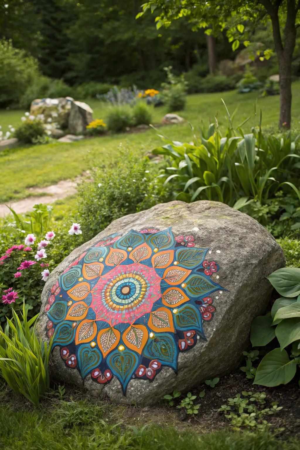 Add harmony to your space with mandala rock art.