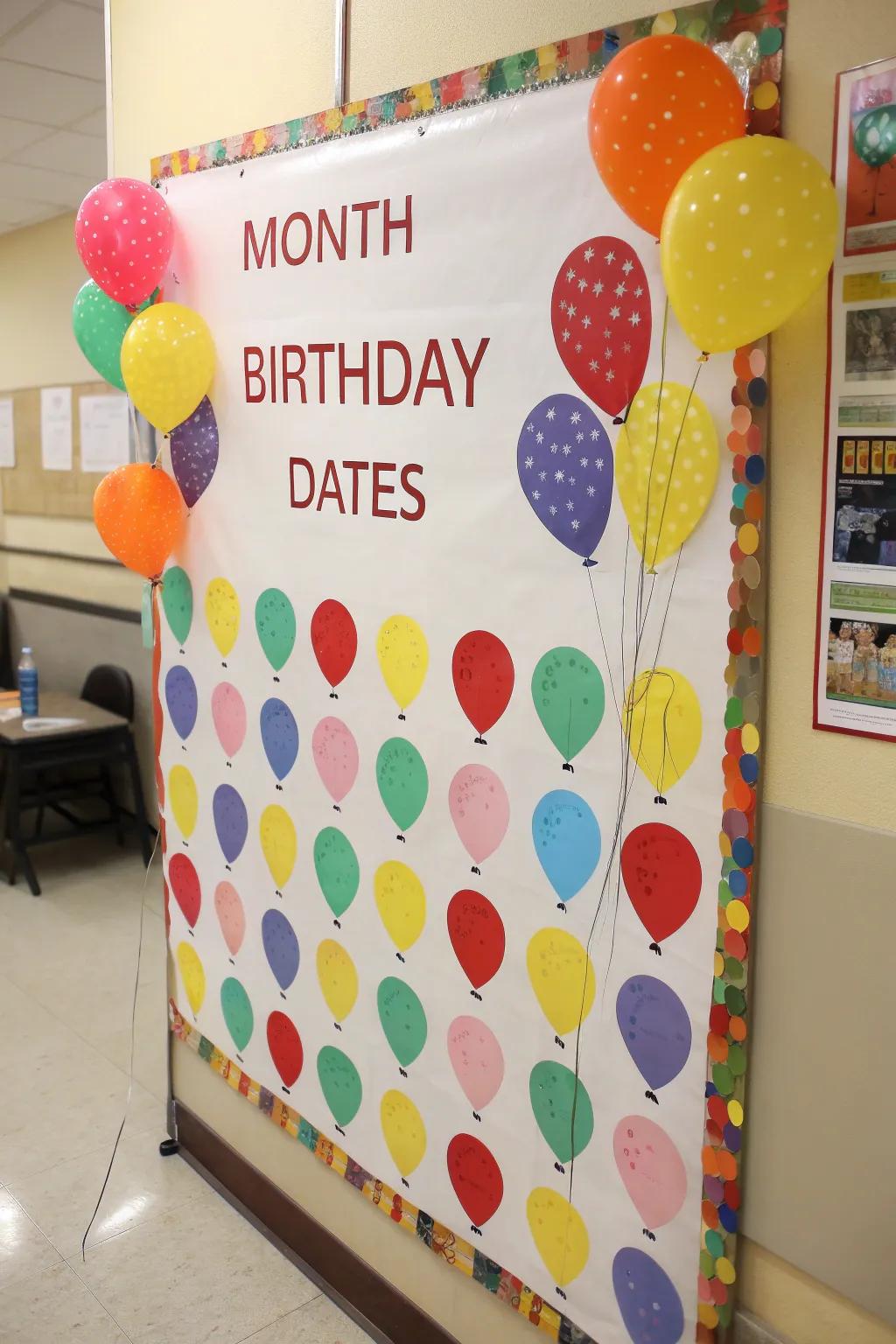 Festive balloon-themed birthday display for a lively celebration.