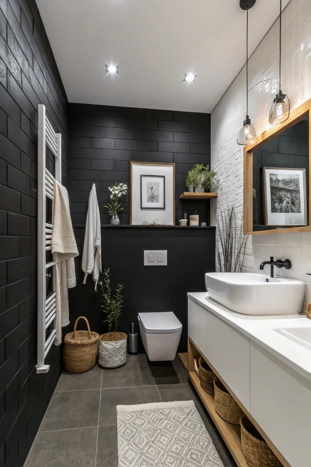 A black wall makes a strong statement.