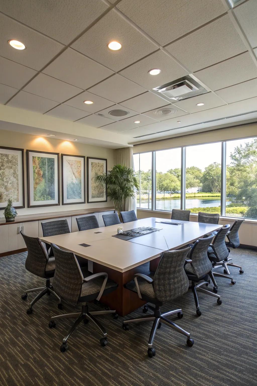 Square seating promotes teamwork and good sightlines.