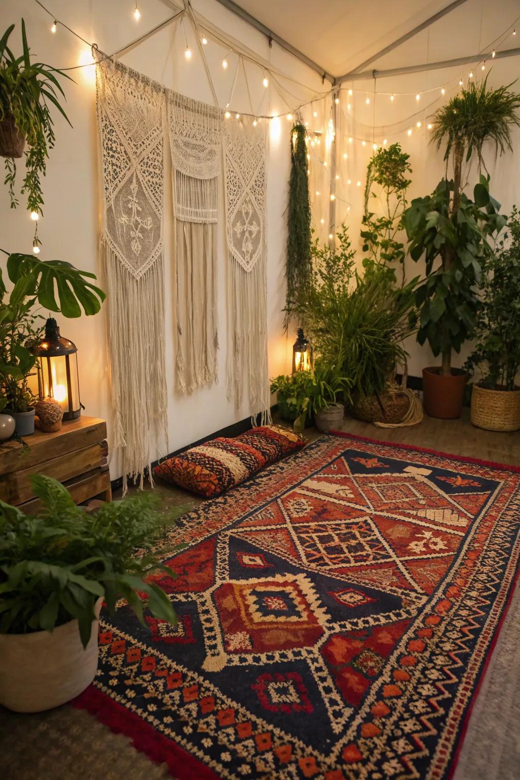 Textured fabrics bring warmth and character to the plant room.