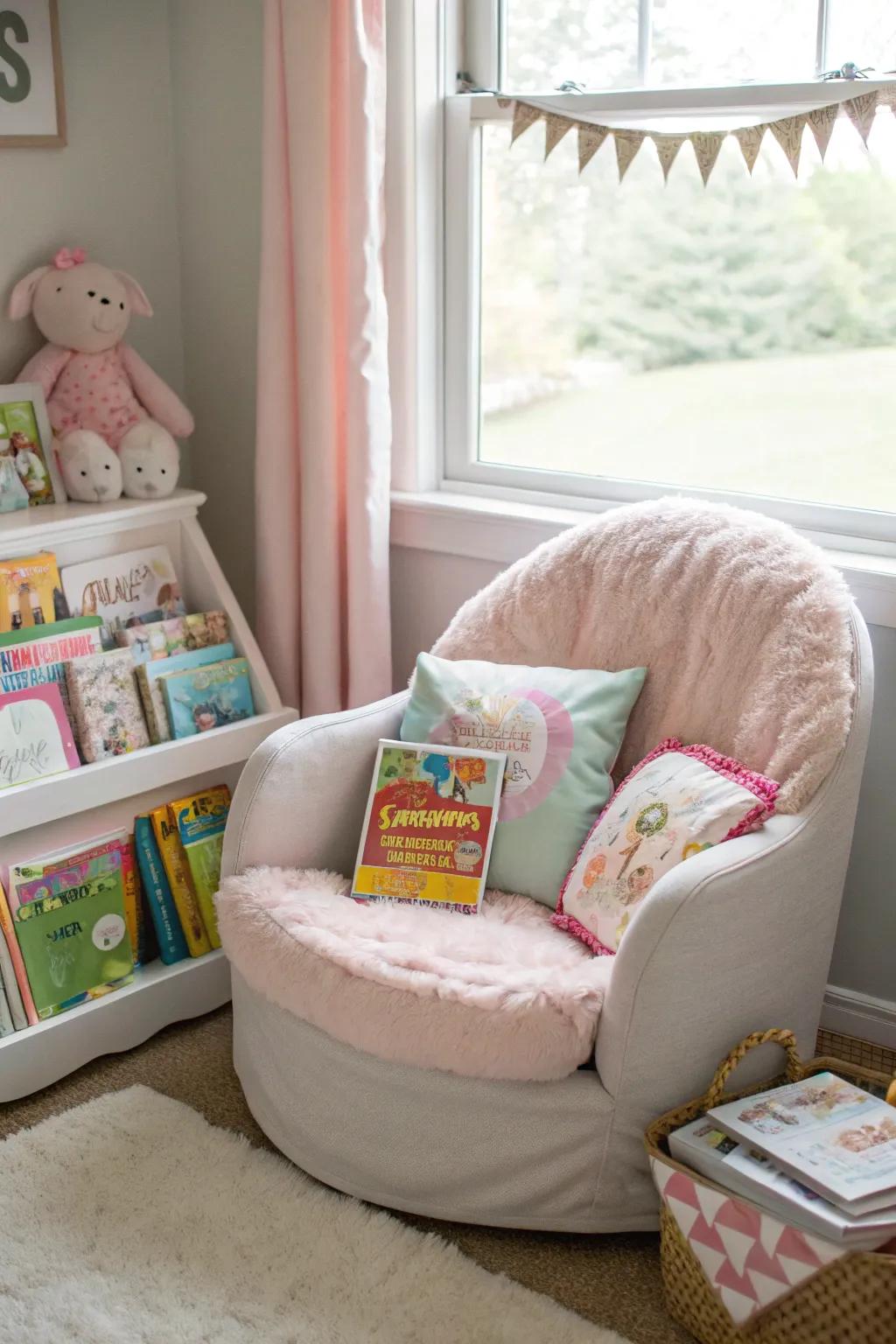 A delightful reading corner perfect for relaxation and stories.