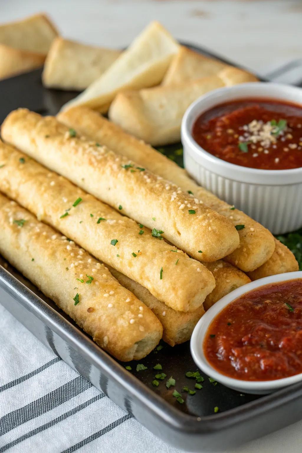 Zesty bread twists, the perfect appetizer for any party.