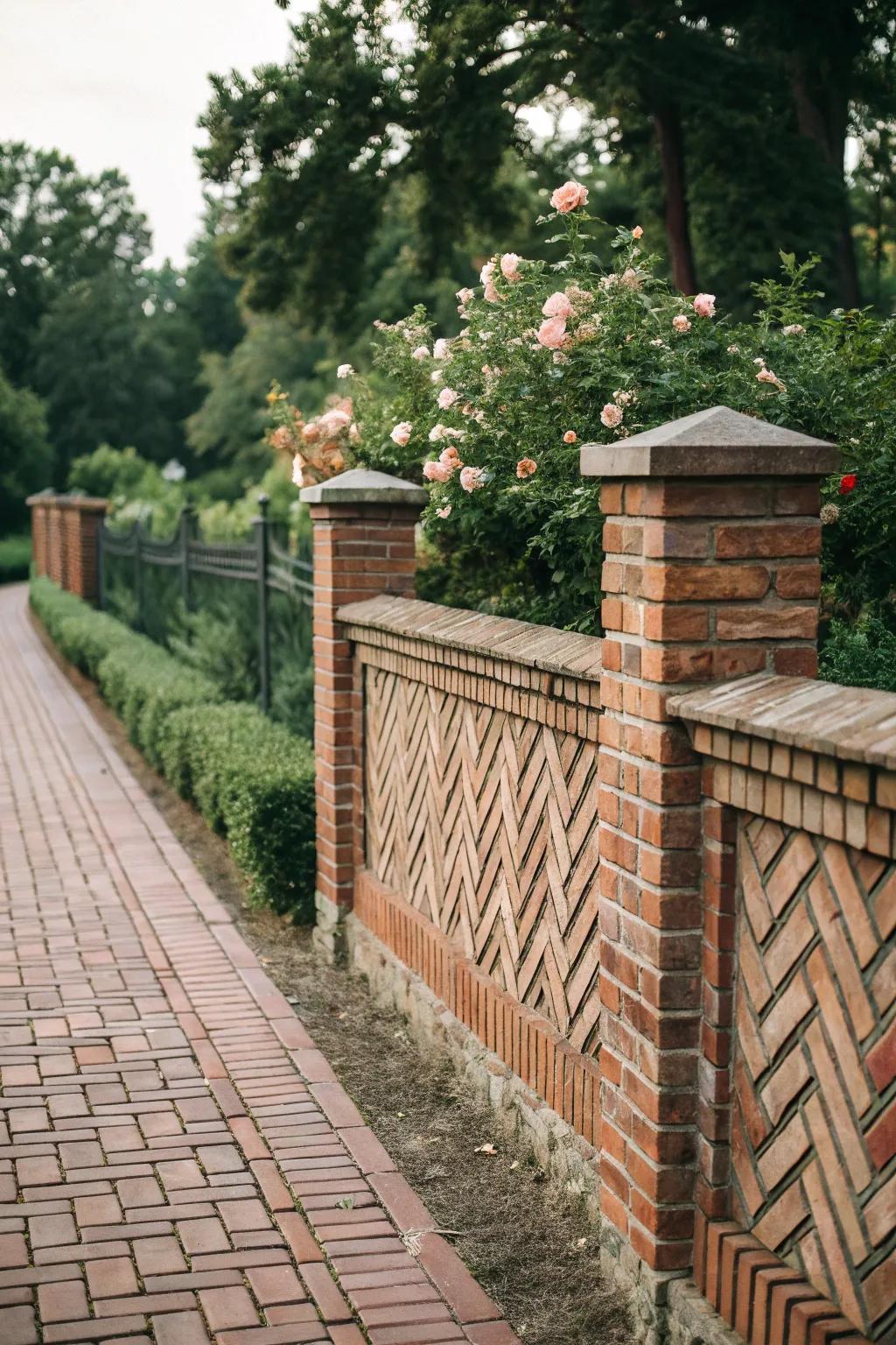 Chevron brick layout for a hint of traditional elegance.