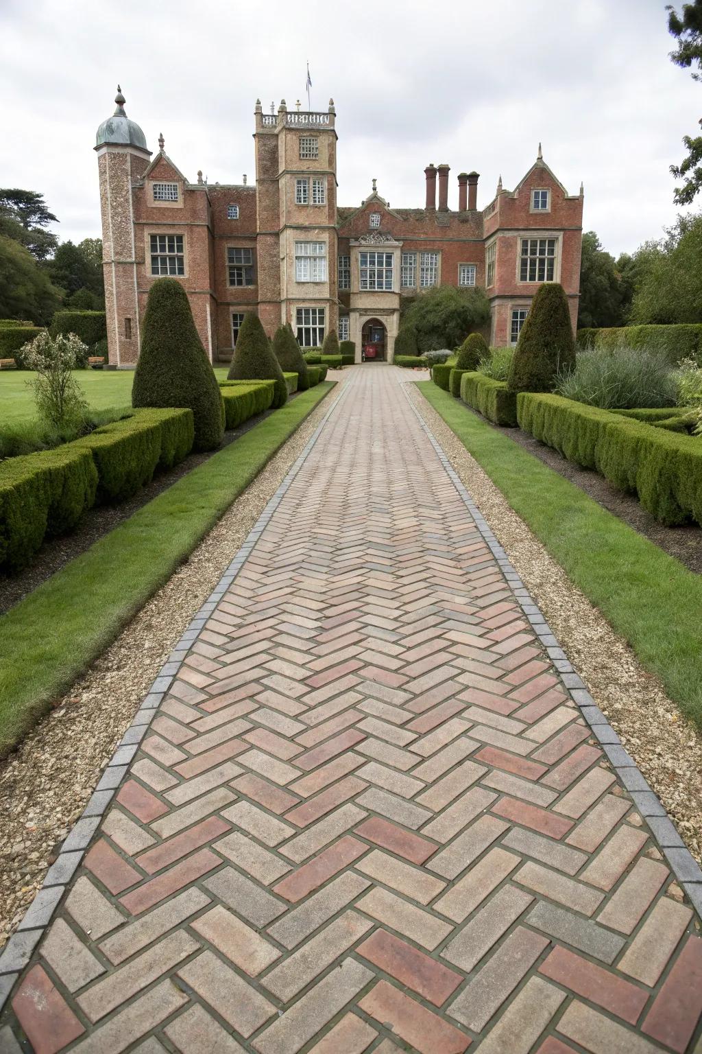 Framed herringbone: Suited for a formal entry.